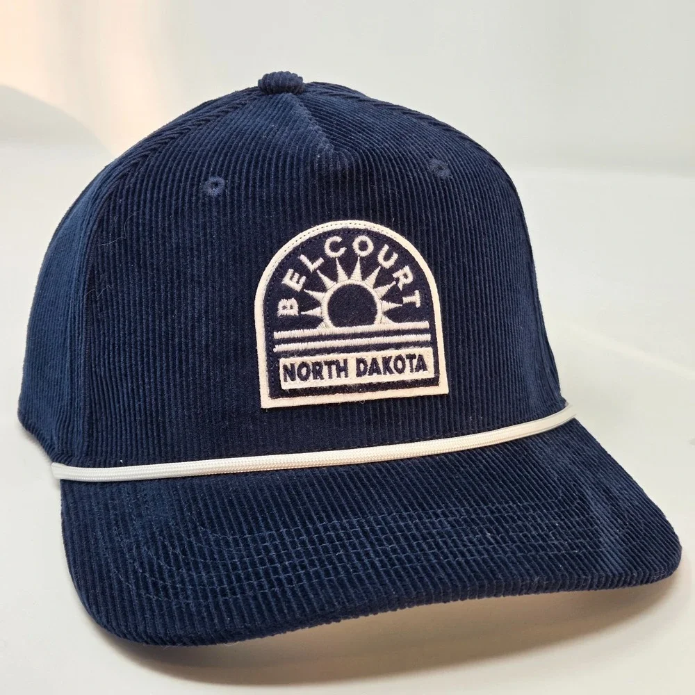 NEW Belcourt North‎ Dakota Corduroy Cap Cotton Navy Metal Belt Buckle Legacy